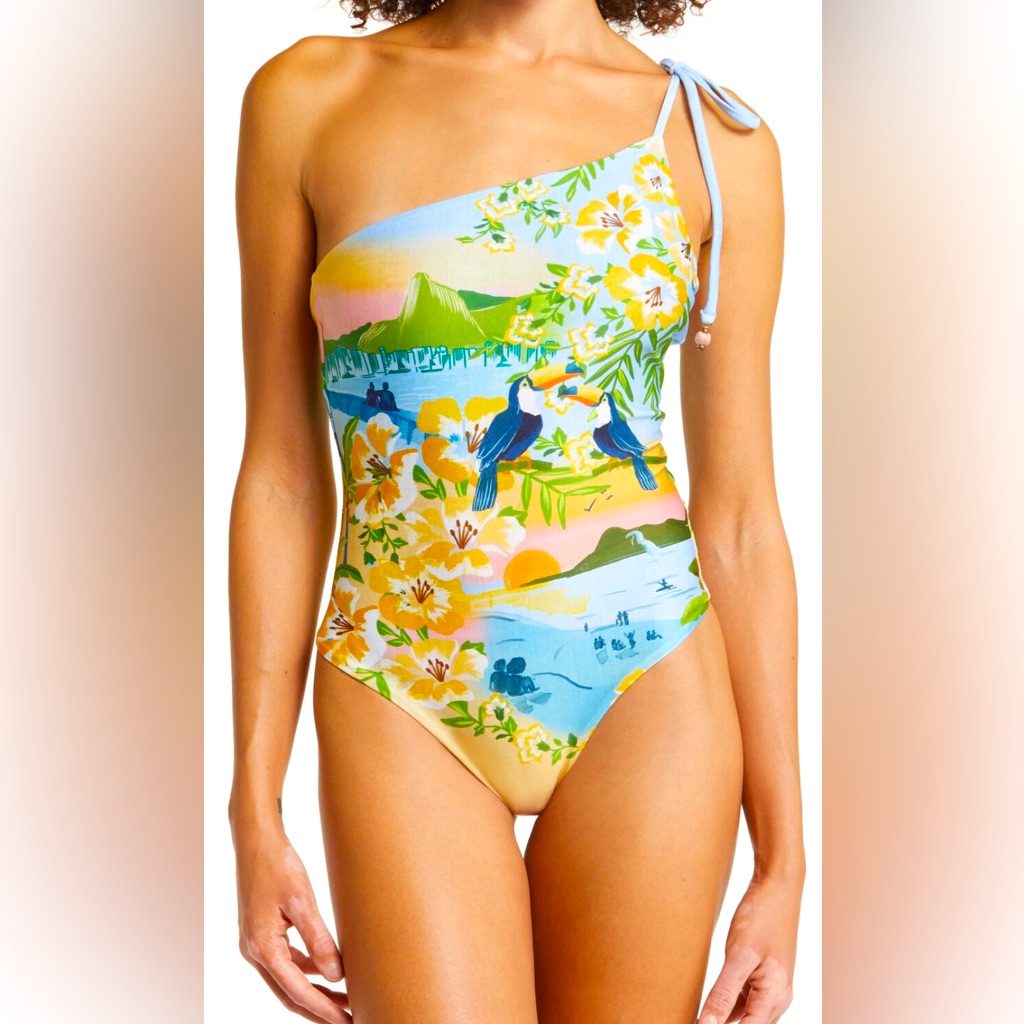 Brand New Farm Rio OneShoulder Swimsuit Size L